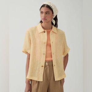 Rejina Pyo Yellow and White Gingham Knit Top